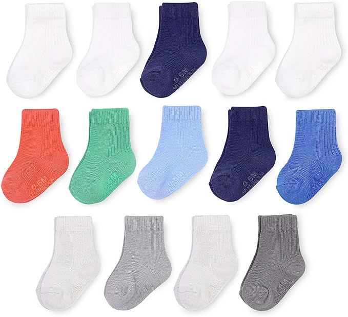 Fruit of the Loom Baby 14-Pack Grow & Fit Flex Zones Cotton Stretch Socks - Unisex, Girls, Boys | Amazon (US)