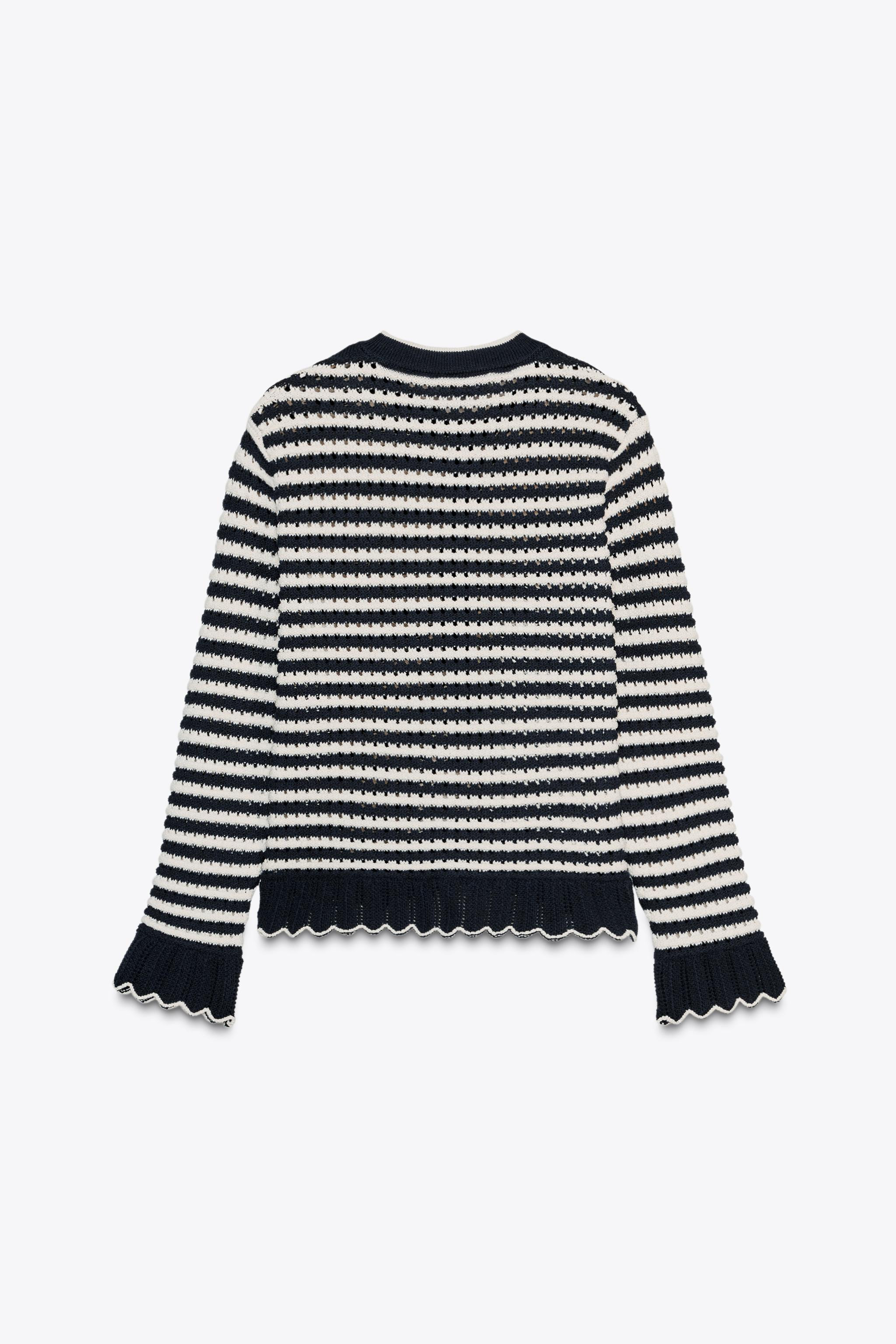 STRIPED KNIT CARDIGAN WITH RUFFLES | Zara UK