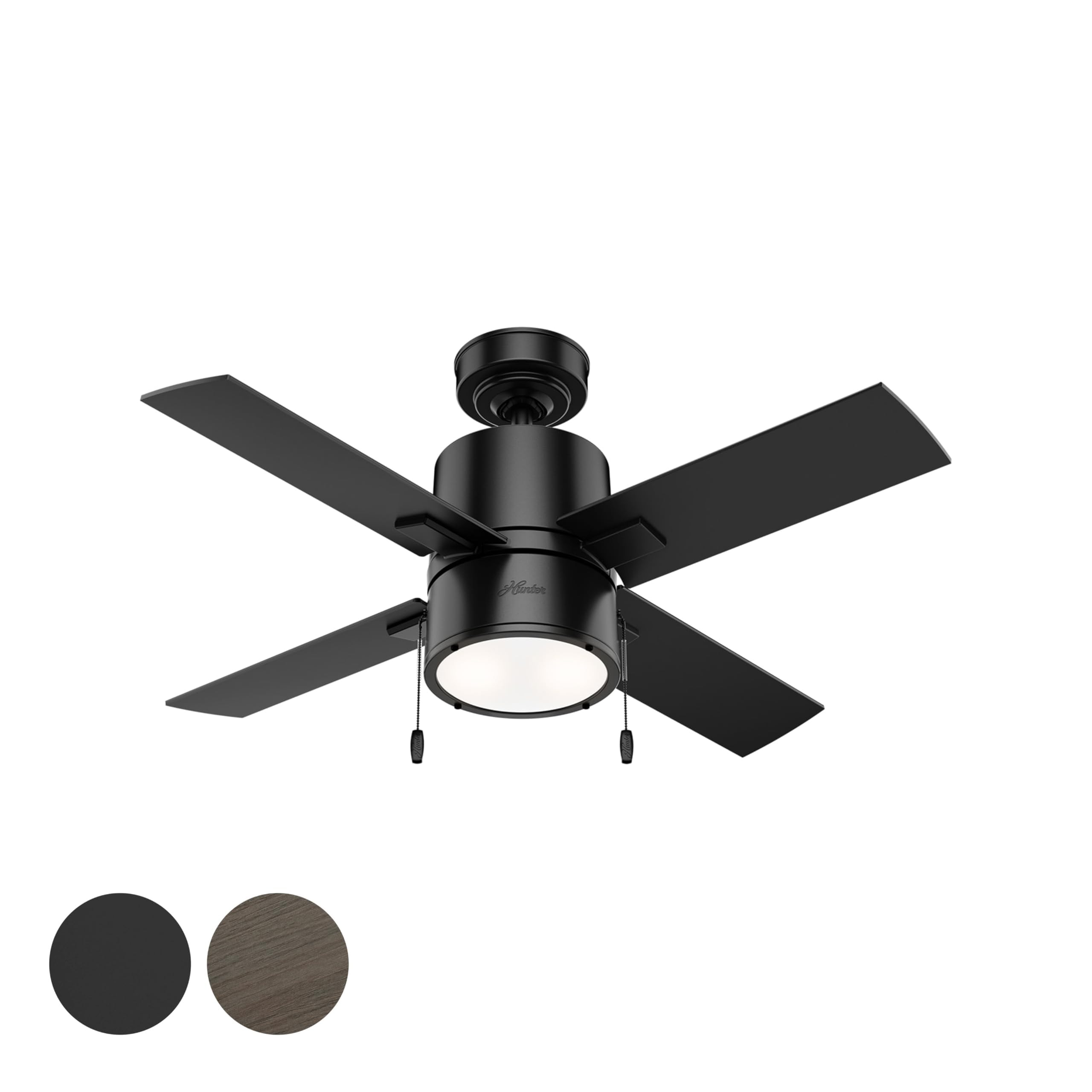 Hunter Fan 42 Inch Matte Black Indoor Ceiling Fan with LED Light Kit and Pull Chain for Living ro... | Amazon (US)