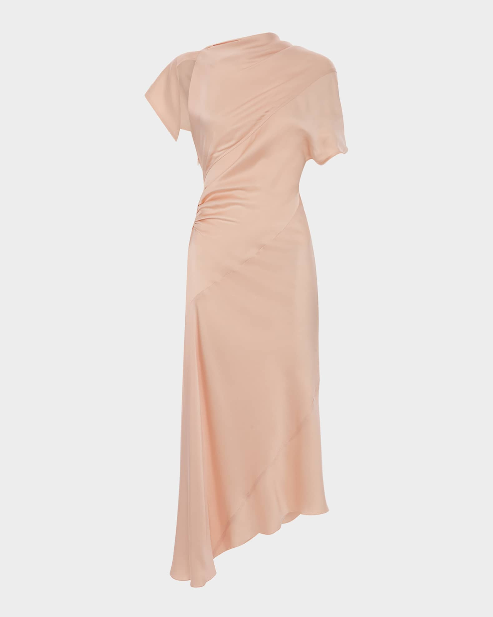 Asymmetric Twist Satin Midi Dress | Neiman Marcus