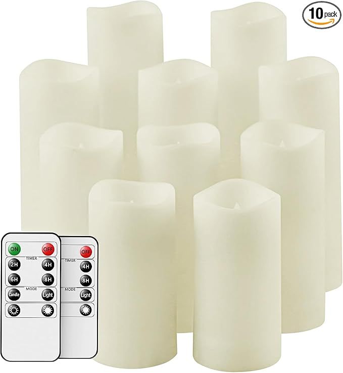 salipt Flameless Candles, LED Flickering Candles Set of 10 (H 4" 5" 6" 7" xD 2.2") Waterproof Can... | Amazon (US)