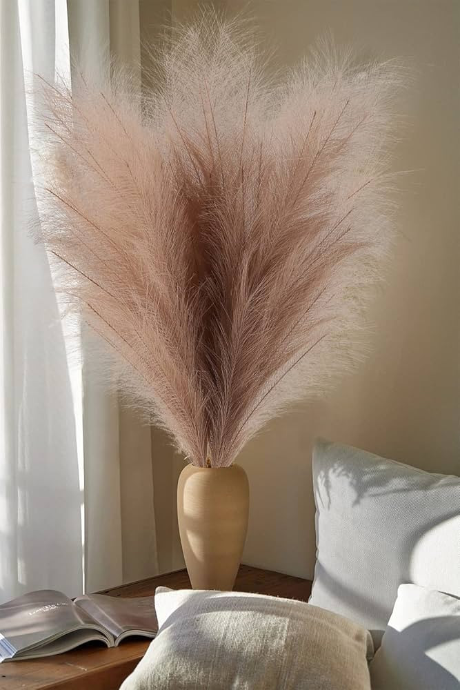 Faux Pampas Grass,Set of 4 Stems Large 43''/110CM Tall Artificial Pampas Grass Fake Pampas Floral... | Amazon (US)