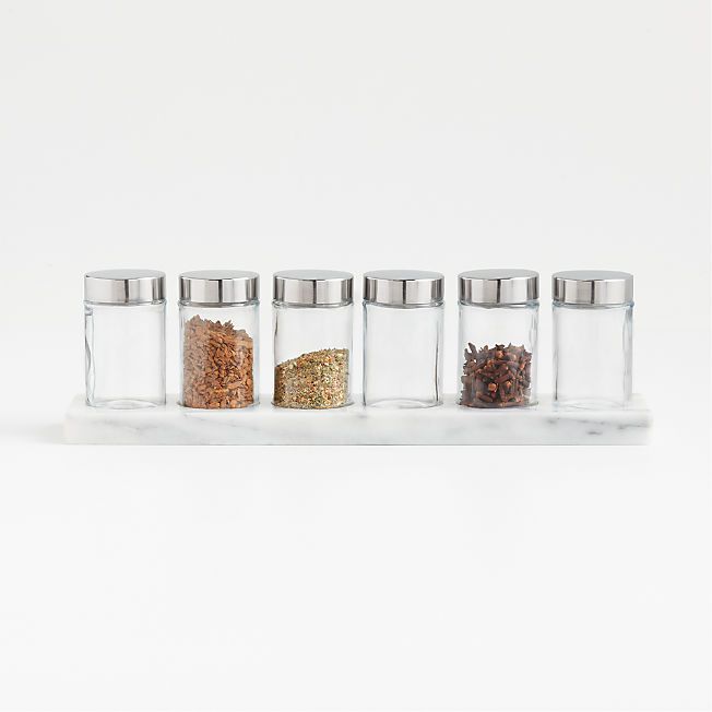 French Kitchen White Marble Spice Rack + Reviews | Crate & Barrel | Crate & Barrel