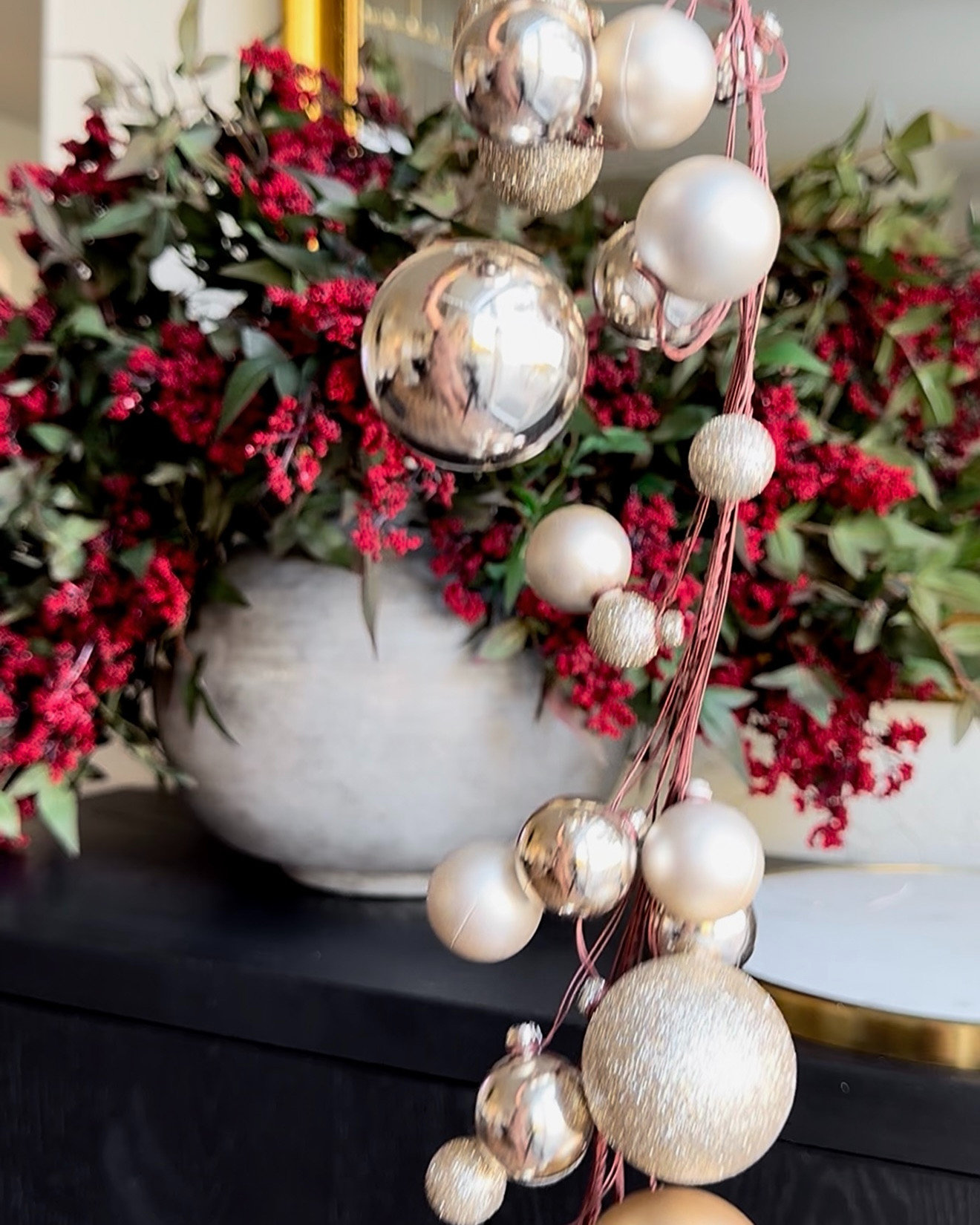 ✨GLIMMERING ORNAMENT GARLAND✨ The easiest way to add instant holiday sparkle! This metallic ornament garland brings the perfect balance of shimmer and sophistication — drape it across mantels, entry tables, or mirrors for an effortlessly festive touch. I love how the mix of matte, glittered, and mirrored finishes catches the light from every angle, creating that elevated, designer look for less.

#Amazon #TheHillaryStyle #HolidayHomeDecor #OrnamentGarland #ChristmasDecor #HolidayInspo #DesignerInspired #LuxuryForLess #ModernHolidayStyle #NeutralHolidayDecor #FestiveInteriors #CozyHomeVibes #TimelessDesign #SeasonalStyling #HomeForTheHolidays 

 #LTKSeasonal #LTKHome #LTKStyleTip