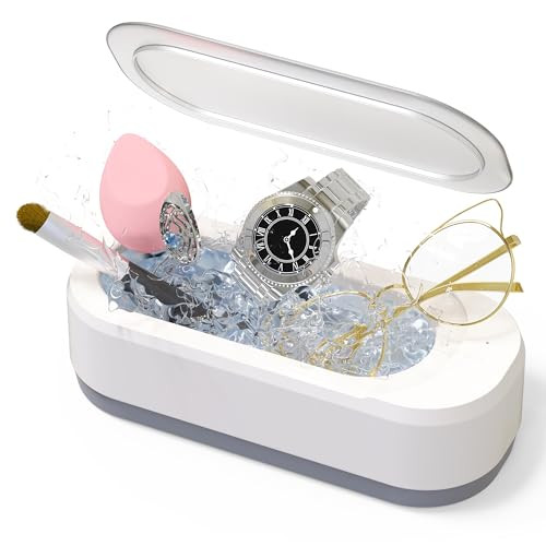 KUNPHY Ultrasonic Jewelry Cleaner, Jewelry Cleaner Machine 12oz 46KHz, Professional Sonic Cleaner with One-Touch Operation, Sonic Cleaner for Rings, Glasses, Jewelry, Dentures White-1 | Amazon (US)