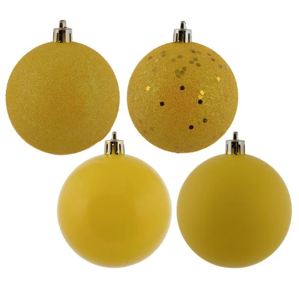 Vickerman 3" Yellow 4-Finish Ball Ornament Assortment, 16 per Box - Walmart.com | Walmart (US)