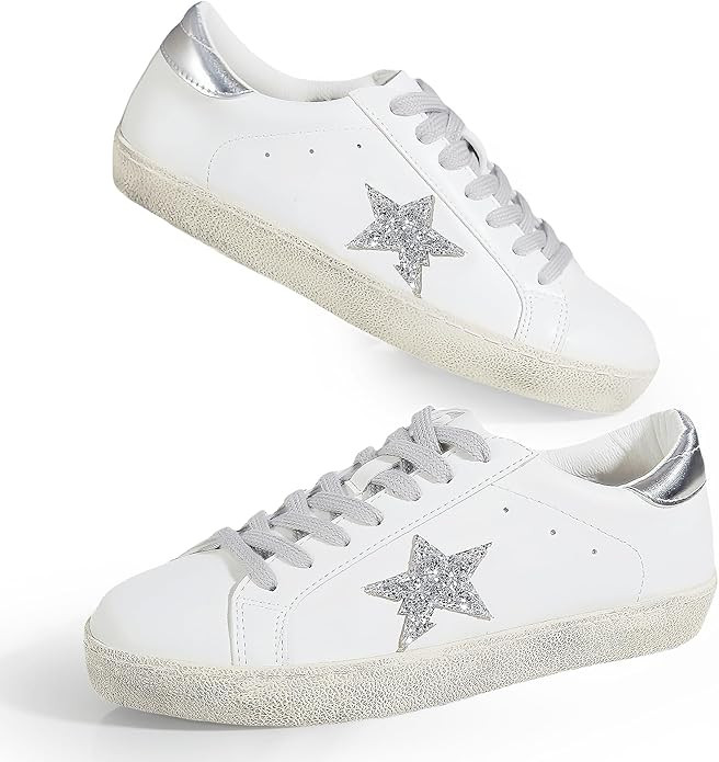 Glitter Sneakers for Women-Black Fashion Sparkly Bling Star Sequins Sneaker-Shiny Cushioned Low T... | Amazon (US)