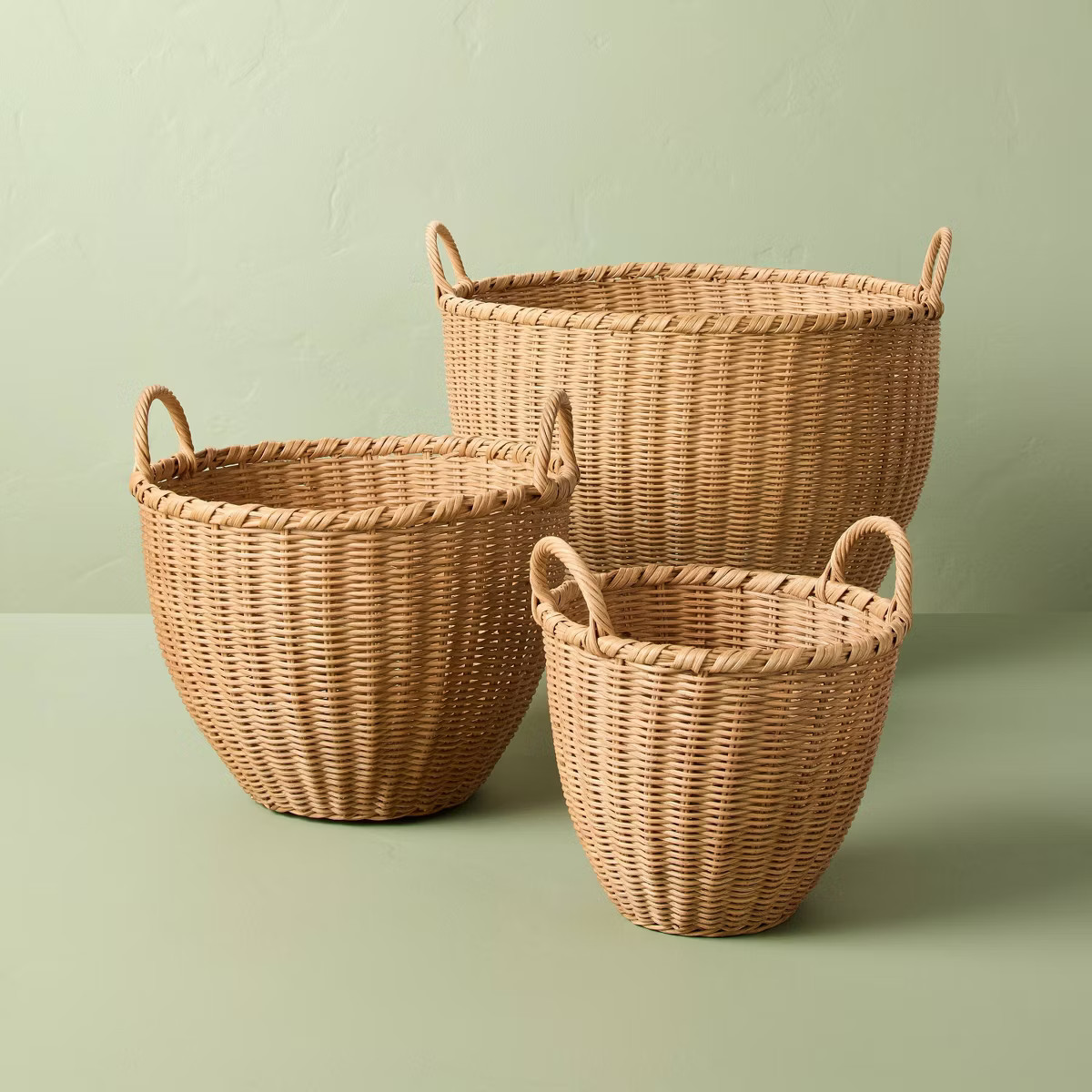 Round Woven Rattan Storage Basket with Handles - Hearth & Hand™ with Magnolia | Target