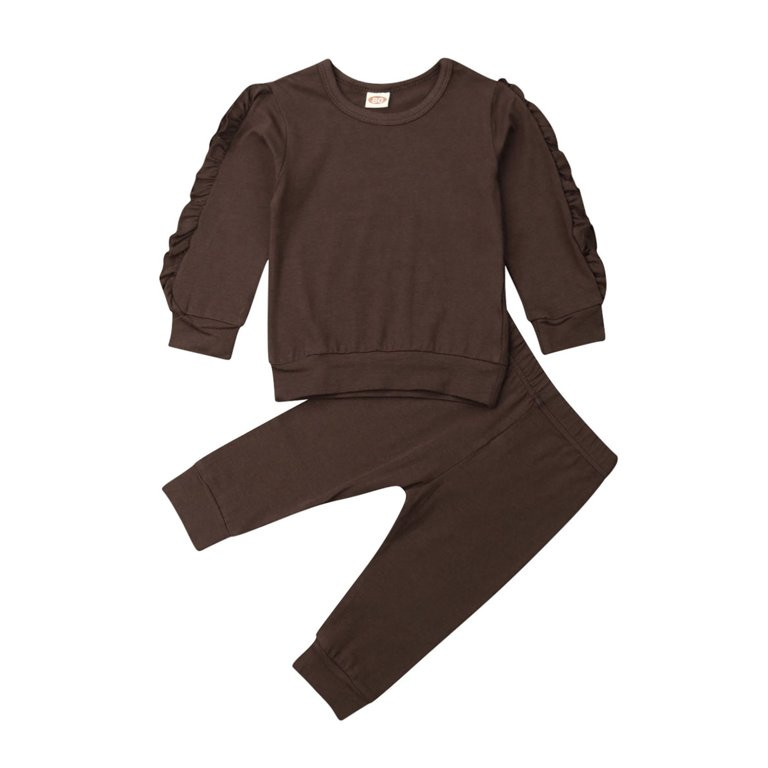 Baby Girls Autumn Clothes, Toddler Girl Long Sleeve Ruffle Tops Sweatsuit Pants 2Pcs Outfits Set | Walmart (US)