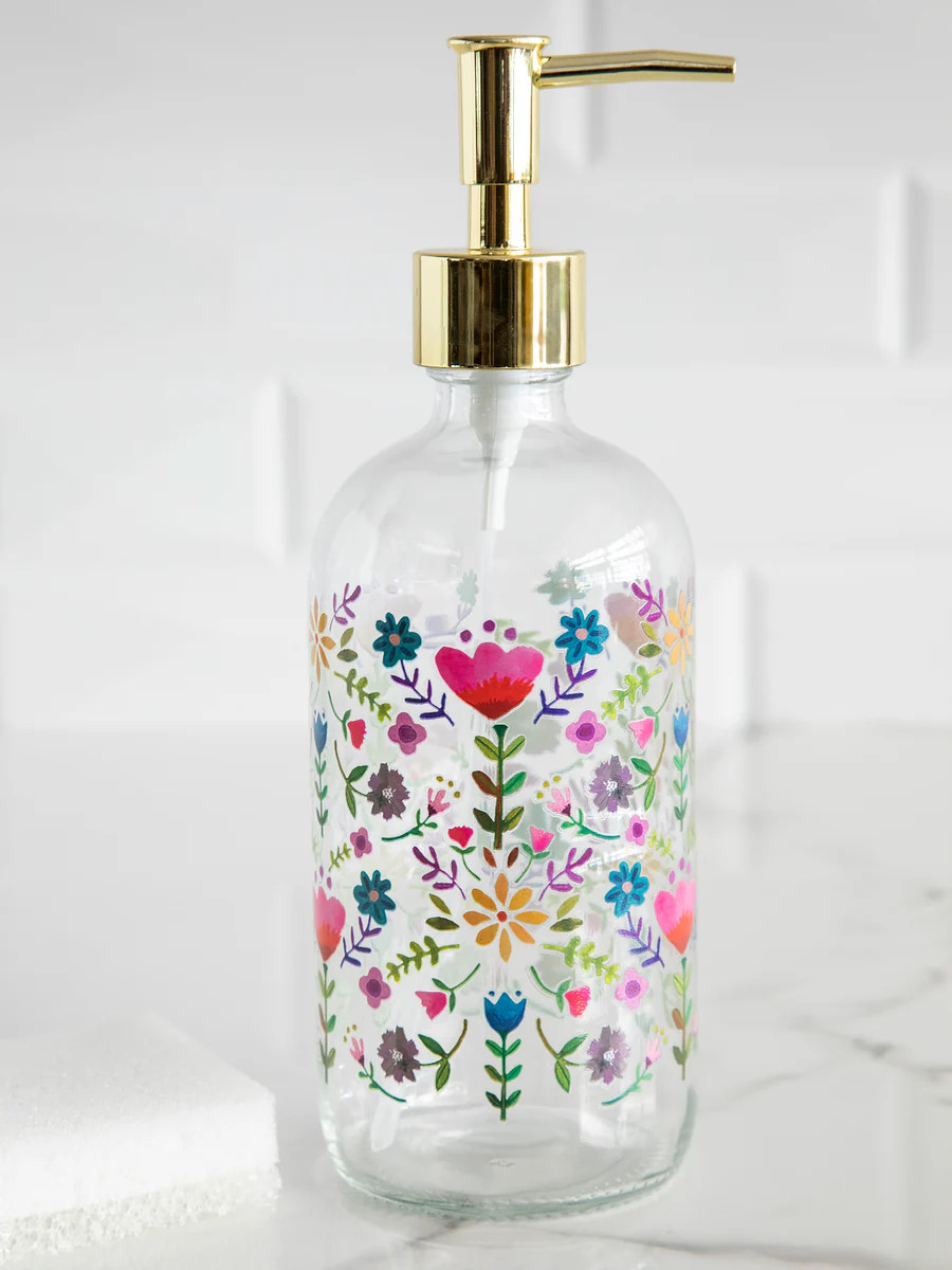 Glass Soap Dispenser - Floral Border | Natural Life