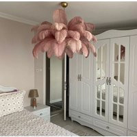 Ostrich Feather Chandelier, Pendant Lamp, Farmhause Romantic Modern Chandelier Lighting, Unıque | Etsy (US)