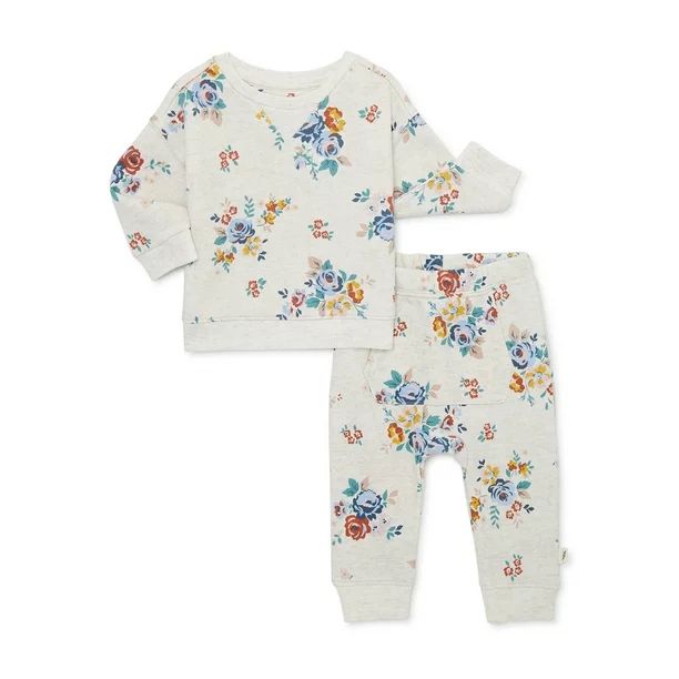 easy-peasy Baby Print Sweatshirt and Jogger Pants Outfit Set, 2-Piece, Sizes 0/3-24 Months | Walmart (US)