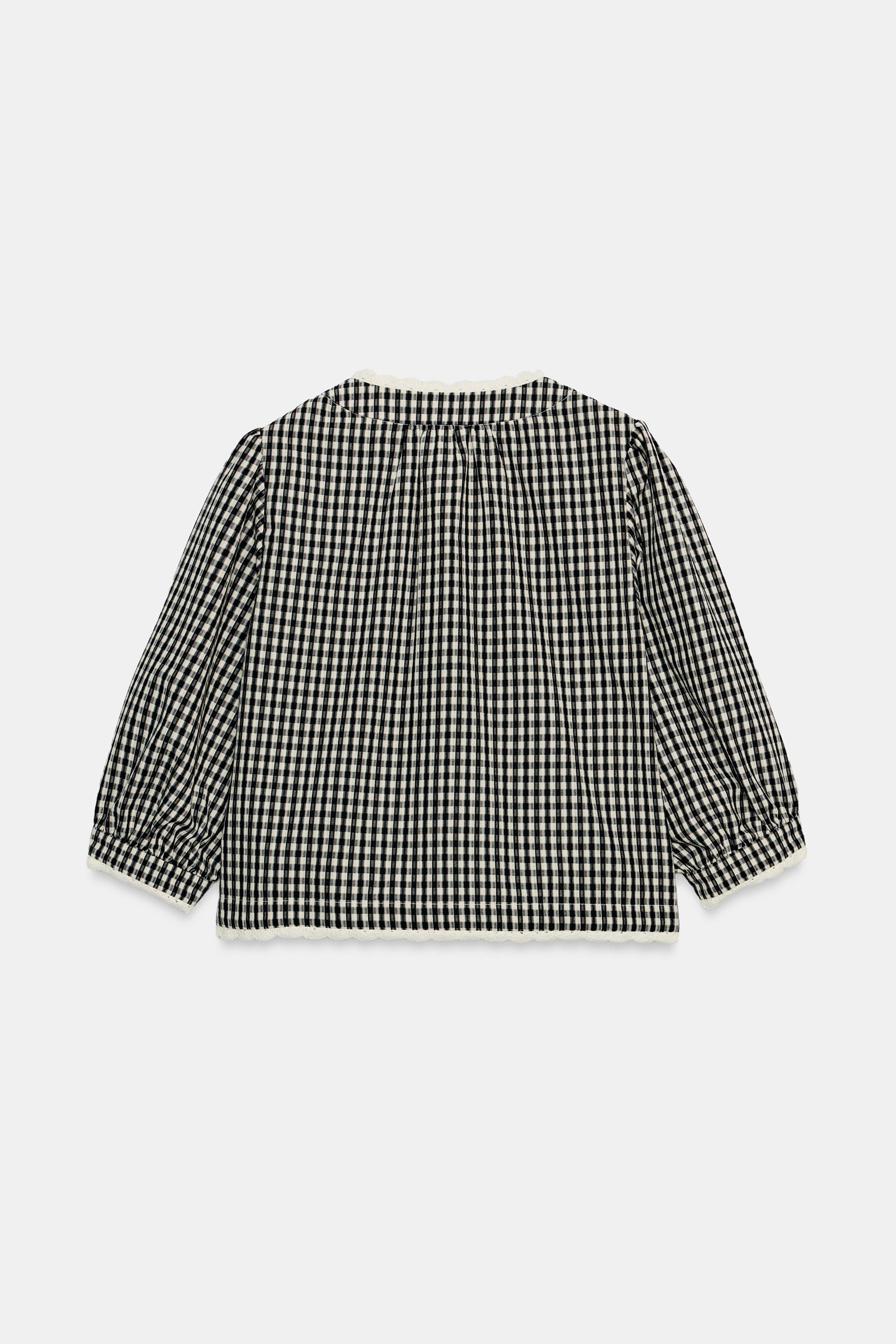 GINGHAM CHECK CROCHET JACKET | Zara UK