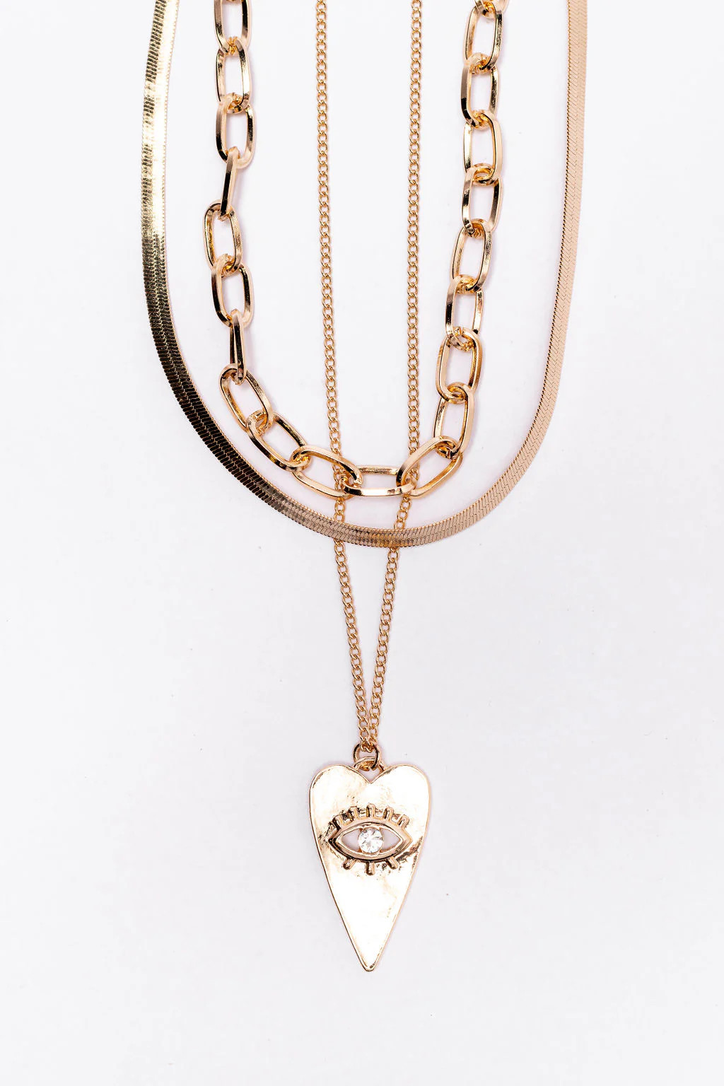 Third Eye Heart Gold Necklace | Pink Lily