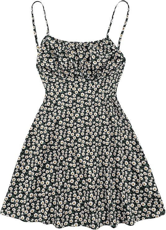 SOLY HUX Women's Summer Dresses Floral Sleeveless Mini Cami Dress Flare Flowy Beach Sundress | Amazon (US)