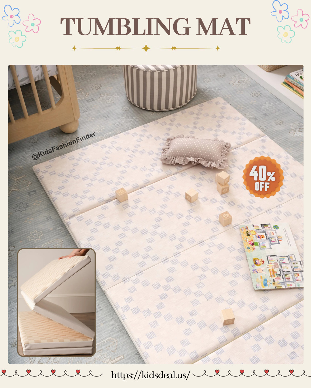 🧸✨ House of Noa Tumbling Mat — 40% OFF!

Lowest price ever — now only $167 😱💛

Extra thick 1.57” (4cm) memory foam = ultra comfy from tummy time to big kid play 👶➡️👧
✔️ Foldable & easy to store
✔️ Waterproof + wipe-clean surface 💦
✔️ Non-toxic & exceeds ASTM/CPSIA safety standards 🙌

The soft pastel tones + subtle patterned design blend beautifully with modern homes 🏡✨
Perfect for Scandinavian or Korean-inspired interiors 💕

#HouseOfNoa #PlayMat #TumblingMat #BabyEssentials #TummyTime #ModernNursery #MomFinds #SafePlay #KidsRoomDecor

#LTKmomlife #LTKHome #LTKBaby
