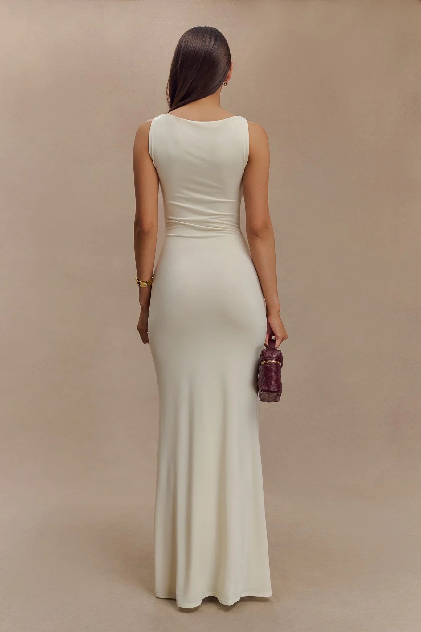 Tarna Sleeveless Slinky Maxi Dress - Bone | Meshki UK