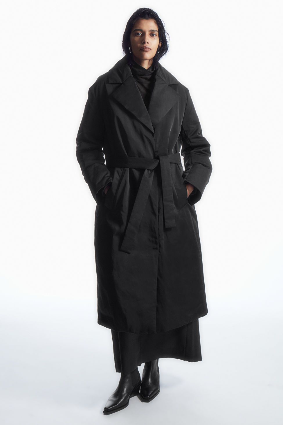 BELTED PADDED SHELL DOWN COAT - BLACK - Coats and Jackets - COS | COS (US)
