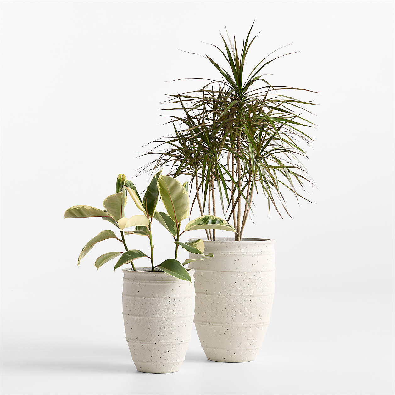 Kina 15.75" x 11.61" White Indoor/Outdoor Fiberstone Planter | Crate & Barrel | Crate & Barrel