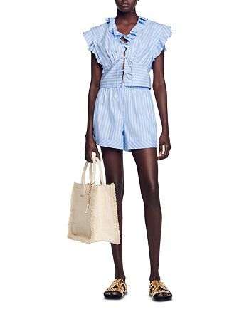 Striped Ruffle Top & Lace Trim Striped Shorts | Bloomingdale's (US)