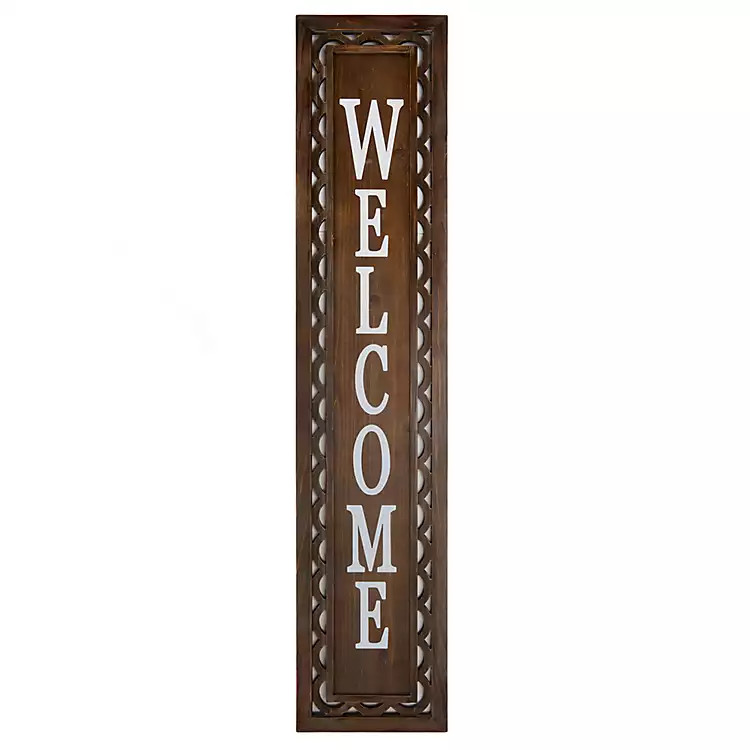 Welcome Scalloped Wood Porch Board | Kirklands