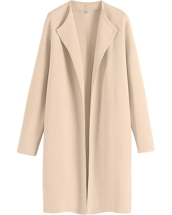 ANRABESS Women's Long Cardigans Sweater 2025 Fall Dressy Casual Lapel Knit Warm Trench Coatigan O... | Amazon (US)