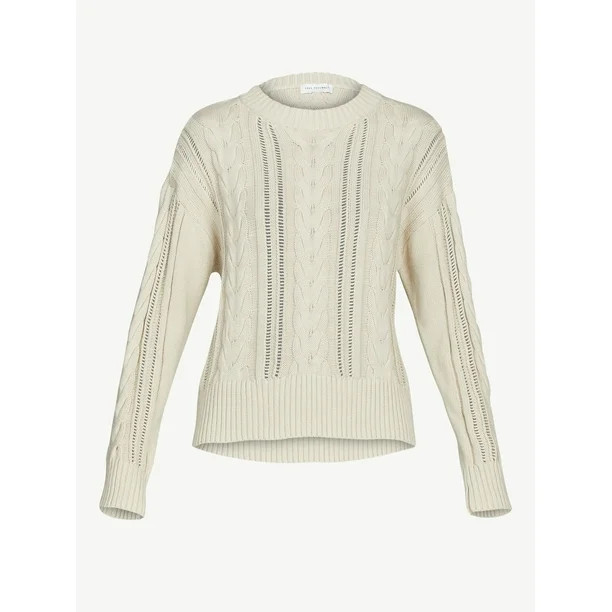 Free Assembly Women's Cable Knit Sweater with Long Sleeves - Walmart.com | Walmart (US)