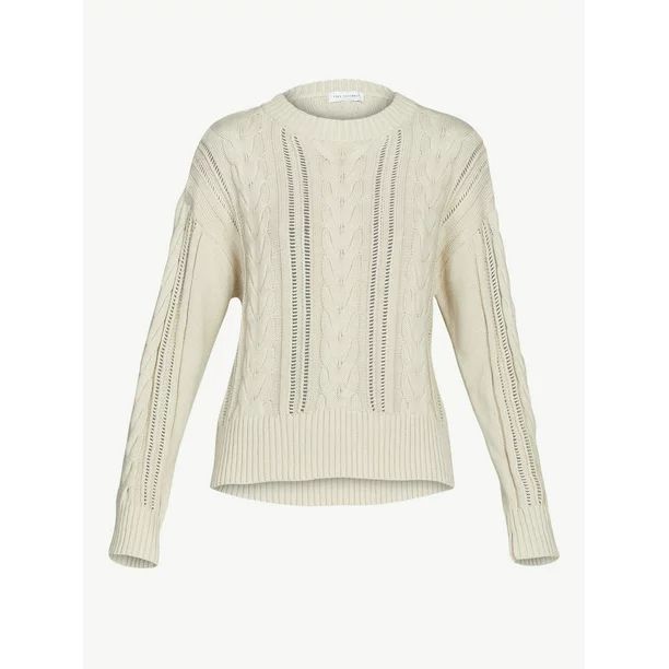 Free Assembly Women's Cable Knit Sweater with Long Sleeves - Walmart.com | Walmart (US)