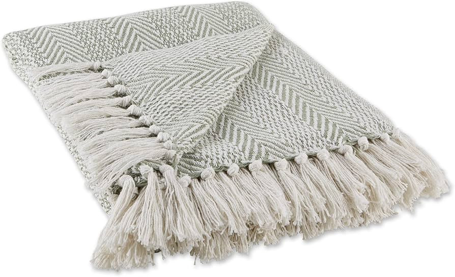 DII Herringbone Striped Collection Cotton Throw Blanket, 50x60, Artichoke | Amazon (US)