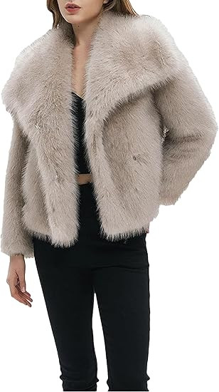 Vogrtcc Women Big Fur Collar Short Fluffy Gradient Faux Fur Coat           No featured offers ava... | Amazon (US)