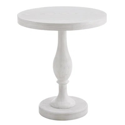 Solmere 22" Round Wood Pedestal End Table, White | Wayfair North America