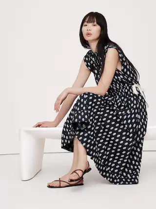 Cotton Poplin Tie-Waist Midi Dress | Banana Republic (CA)