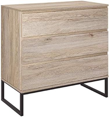 Homfa 3 Drawer Chest, Storage Dresser Cabinet with Steel Legs, Collection Organizer Nightstand Be... | Amazon (US)