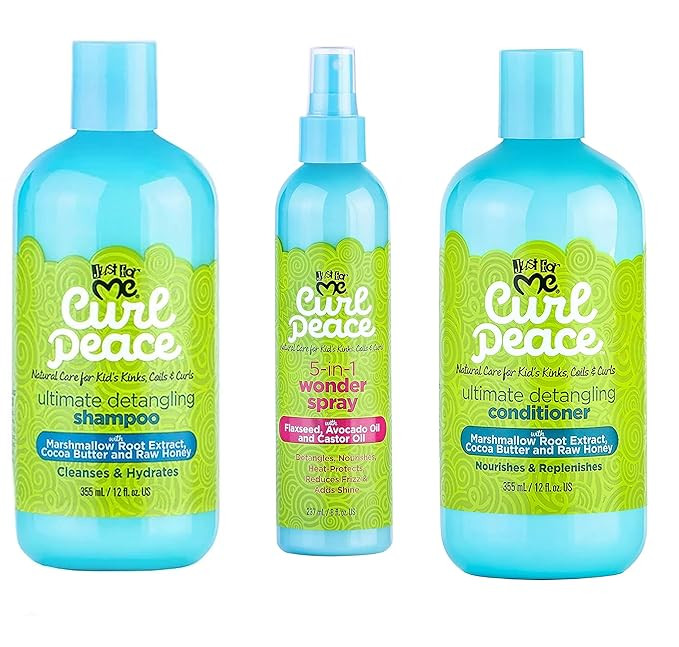 Just For Me Kids Curl Peace Hair Products Combo (SHAMPOO, CONDITIONER & WONDER SPRAY) | Amazon (US)