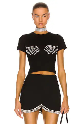 AREA Crystal Cup T-Shirt in Black | FWRD | FWRD 