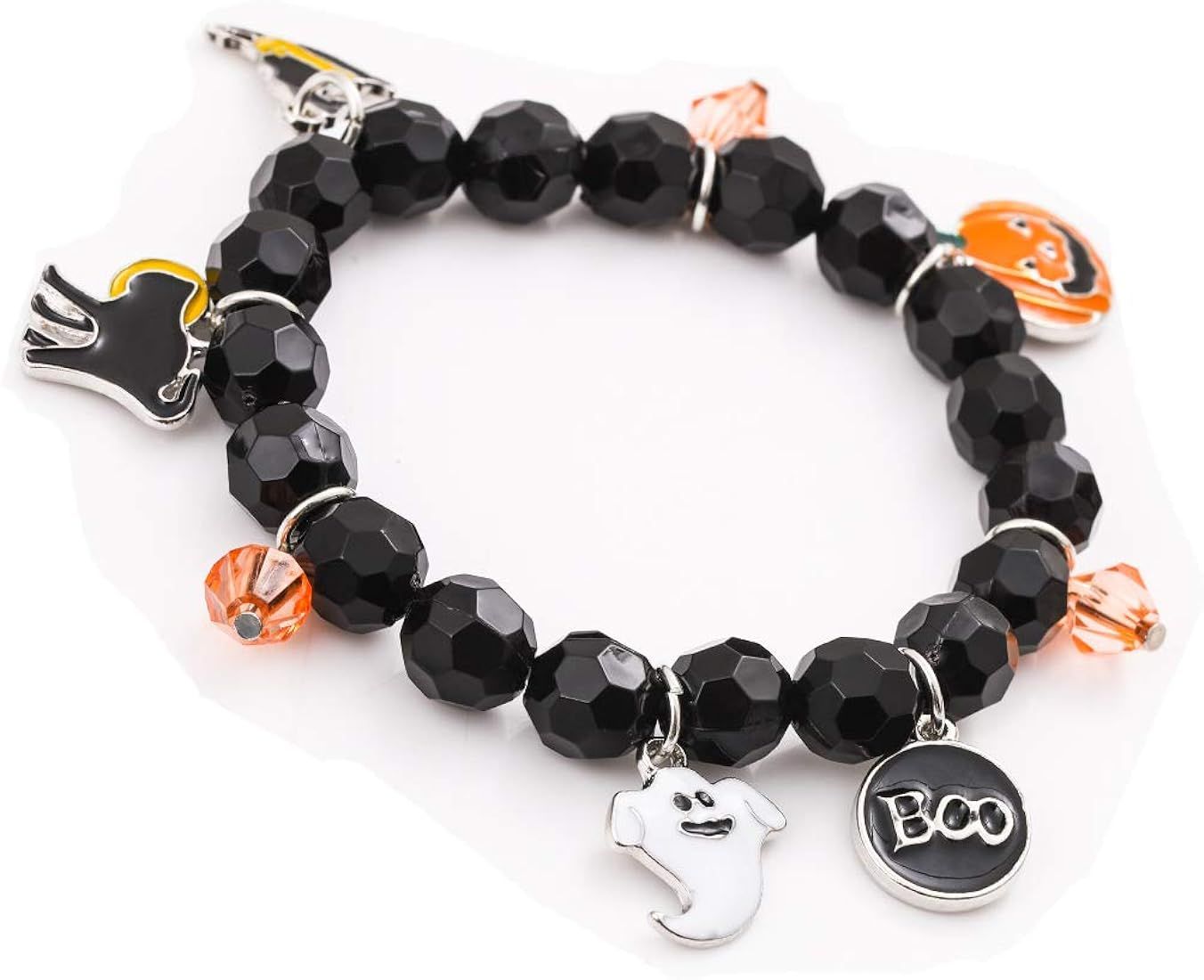 CEALXHENY Halloween Bracelets Ghost Pumpkin Switch Charm Bracelets Gifts Stretch Beaded Bracelets fo | Amazon (US)