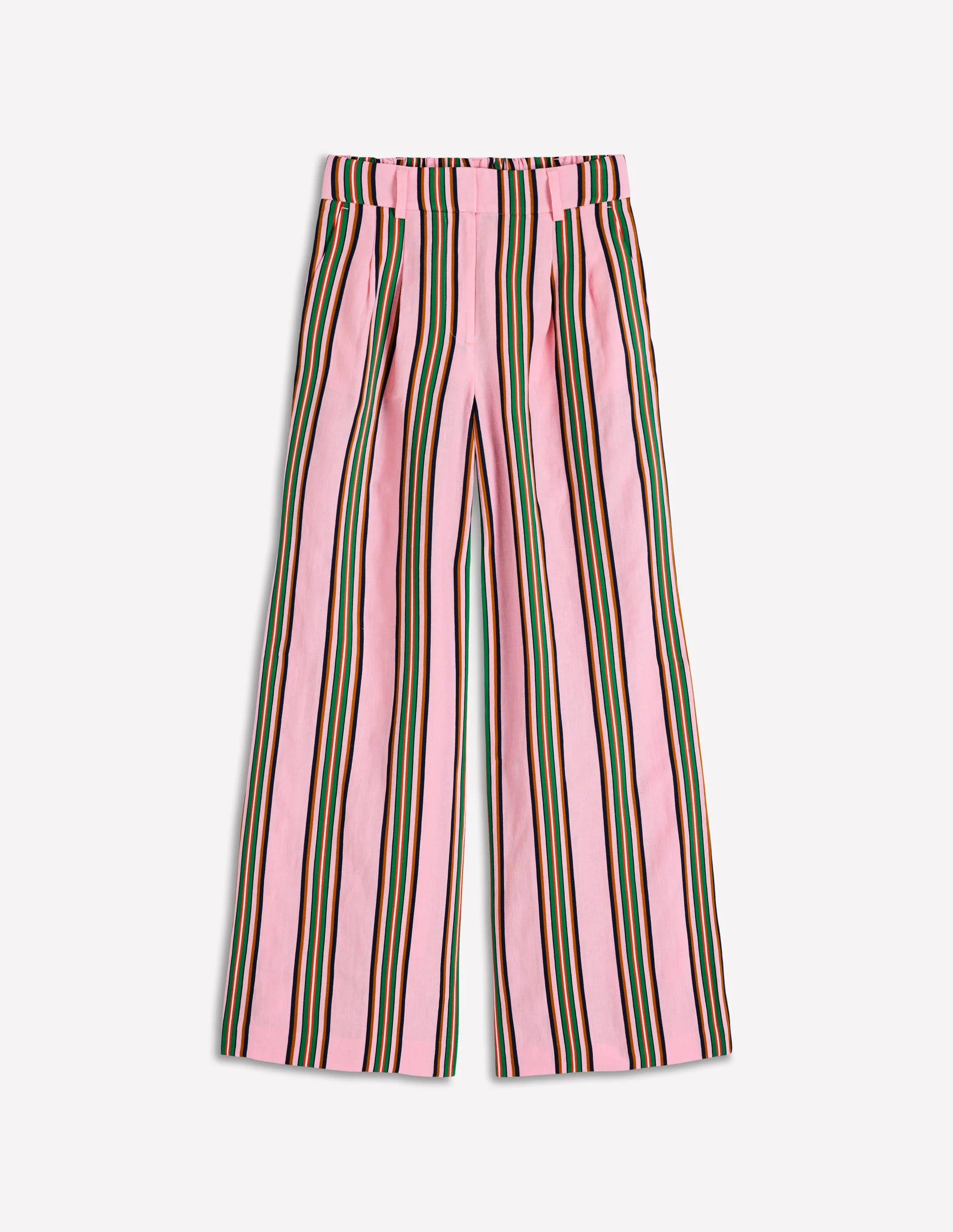 Kensington Linen Trousers-Pink and Green Stripe | Boden UK
