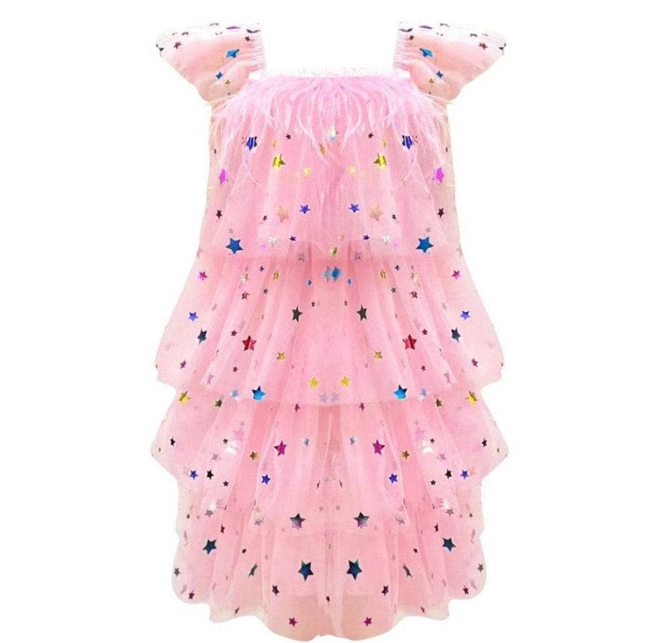 Feather Rainbow Stars Tulle Dress | Lola + The Boys