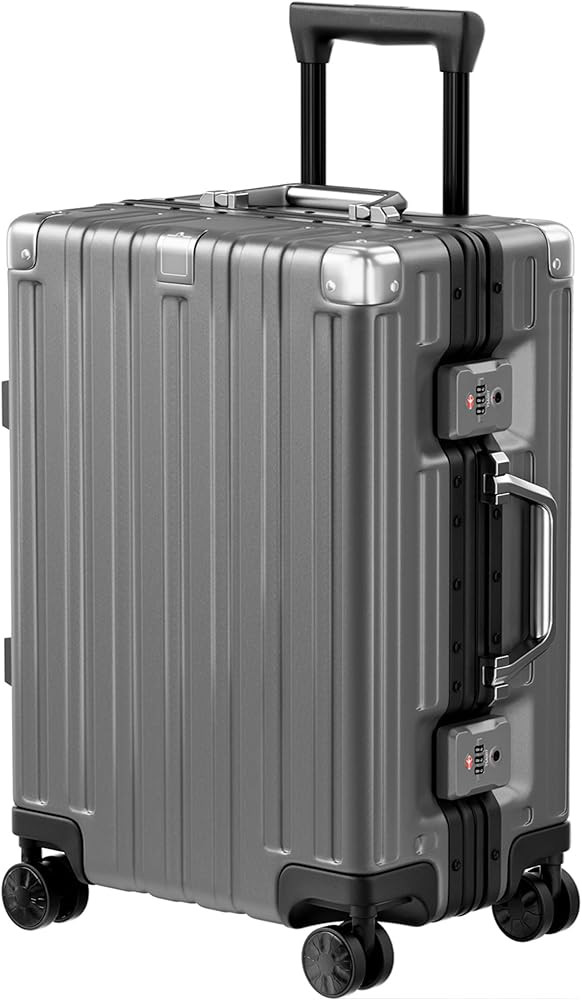 Krute Carry On Luggage Aluminum Frame No Zipper Metal Hardshell PC+ABS Luggage Noble TSA Airline ... | Amazon (US)