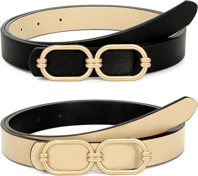 WHIPPY Women Reversible Leather Belts for Jeans Pants Fashion Skinny Belt Ladies Waist Belt with ... | Amazon (US)