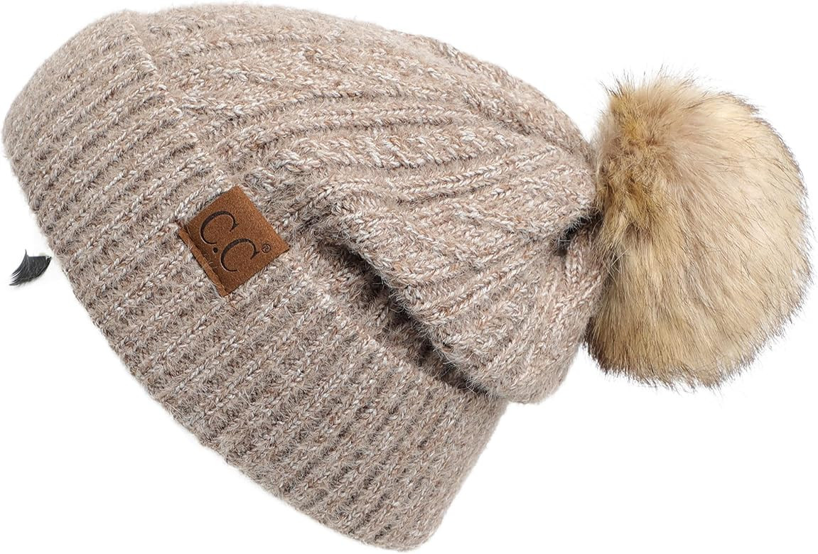 C.C Hatsandscarf Exclusives Unisex Solid Ribbed Beanie with Pom (HAT-43) | Amazon (US)