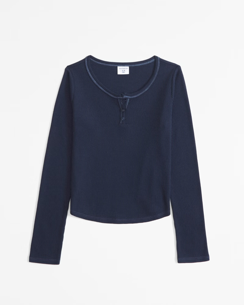 long-sleeve waffle henley tee | Abercrombie & Fitch (US)