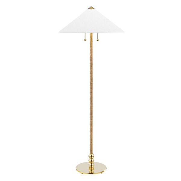 Flare Aged Brass Two-Light Torchiere Floor Lamp | Bellacor