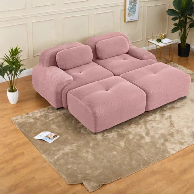 Pink Corduroy Sofas, Ergonomic Design, Ideal For Living Rooms | Wayfair North America
