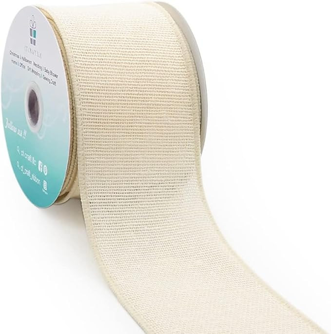CT CRAFT LLC Ivory Canvas Wired Ribbon 2.5 Inch x 10 Yards for Christmas Home Decor Tree Topper B... | Amazon (US)