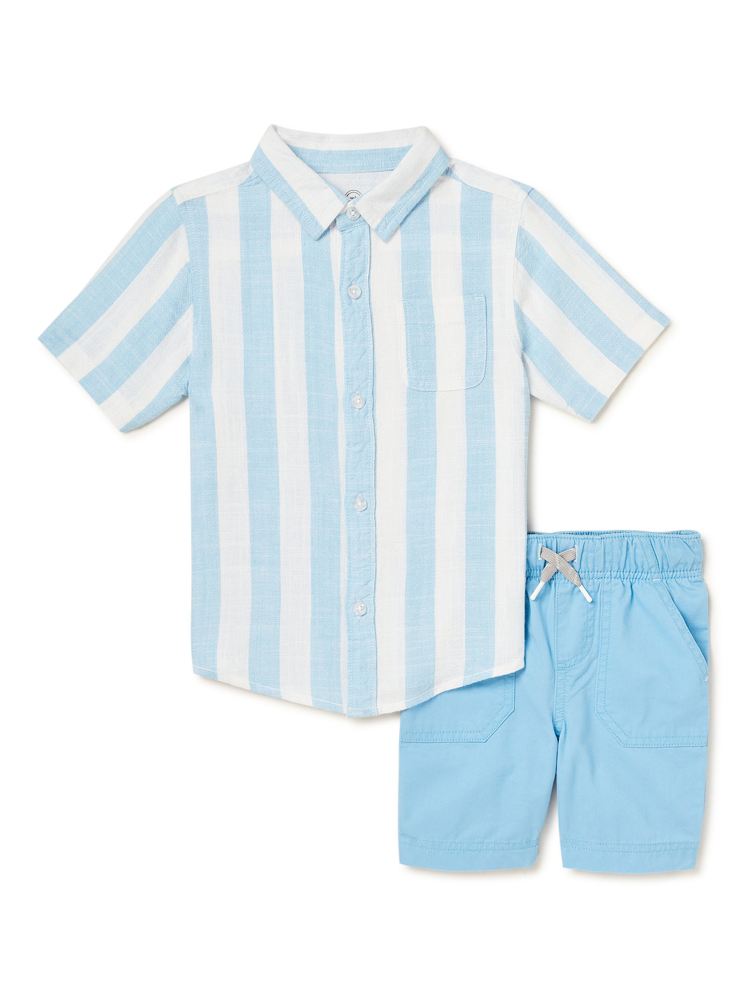 Wonder Nation Baby Boy and Toddler Boy Short Sleeve Shirt and Shorts Outfit Set, 2-Piece, 12M-5T ... | Walmart (US)