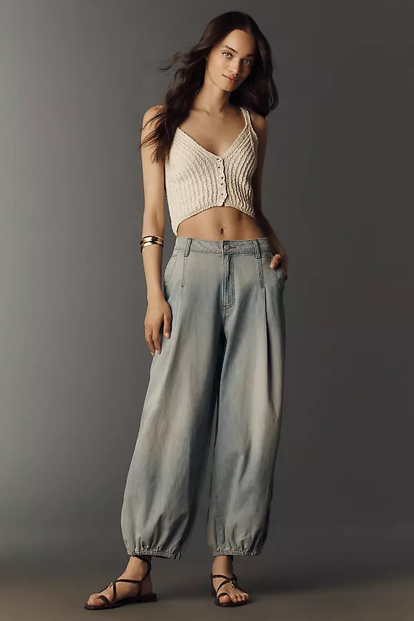 Pilcro Cotton High-Rise Balloon Jeans | Anthropologie (US)
