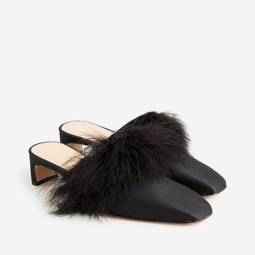 Layla mule heels with feathers | J.Crew US