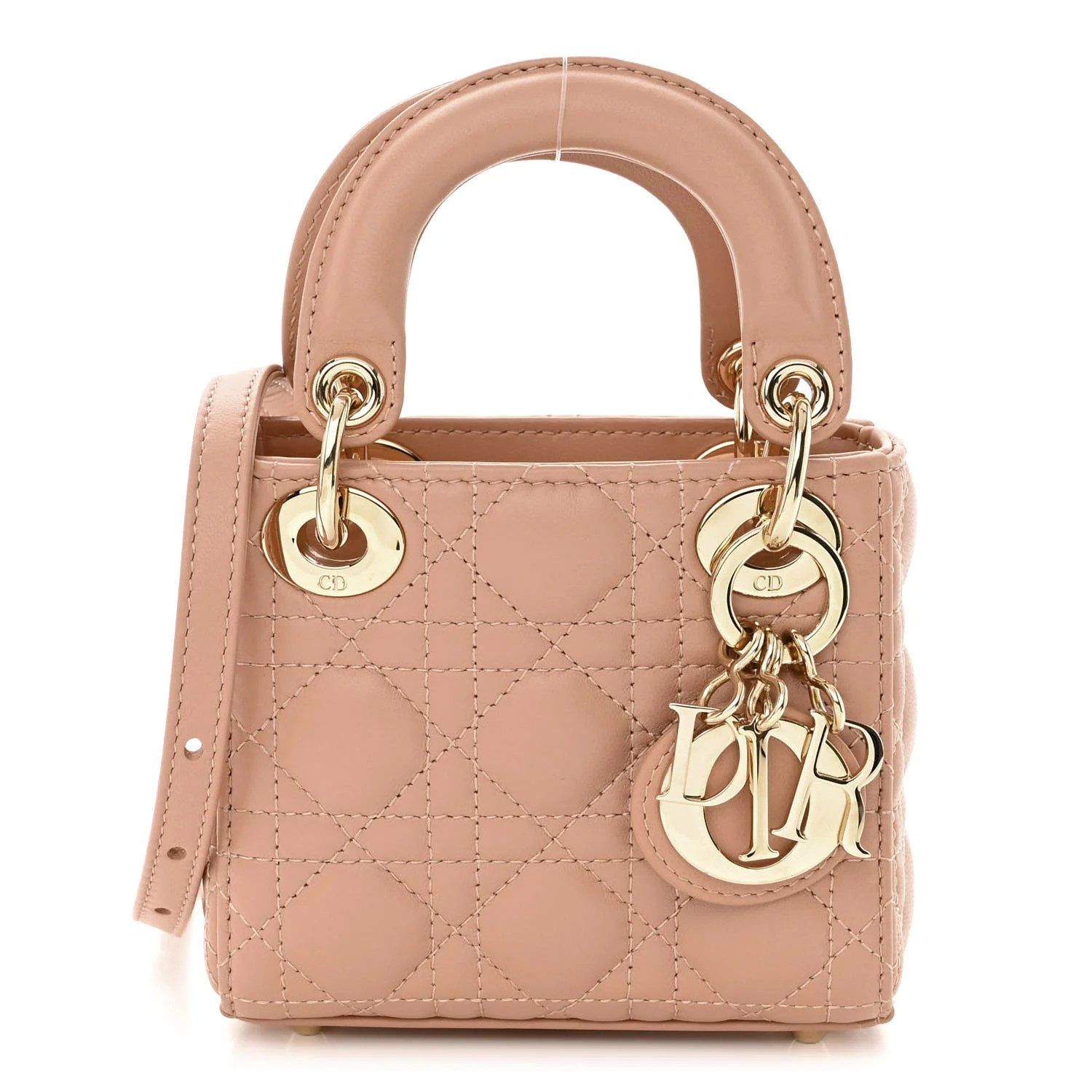 Lambskin Cannage Micro Lady Dior Rose Des Vents | FASHIONPHILE (US)