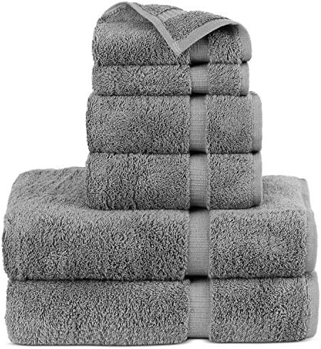 Indulge Linen 100% Cotton Turkish Towel Set (Gray, Towel Set - 6 Piece) | Amazon (US)